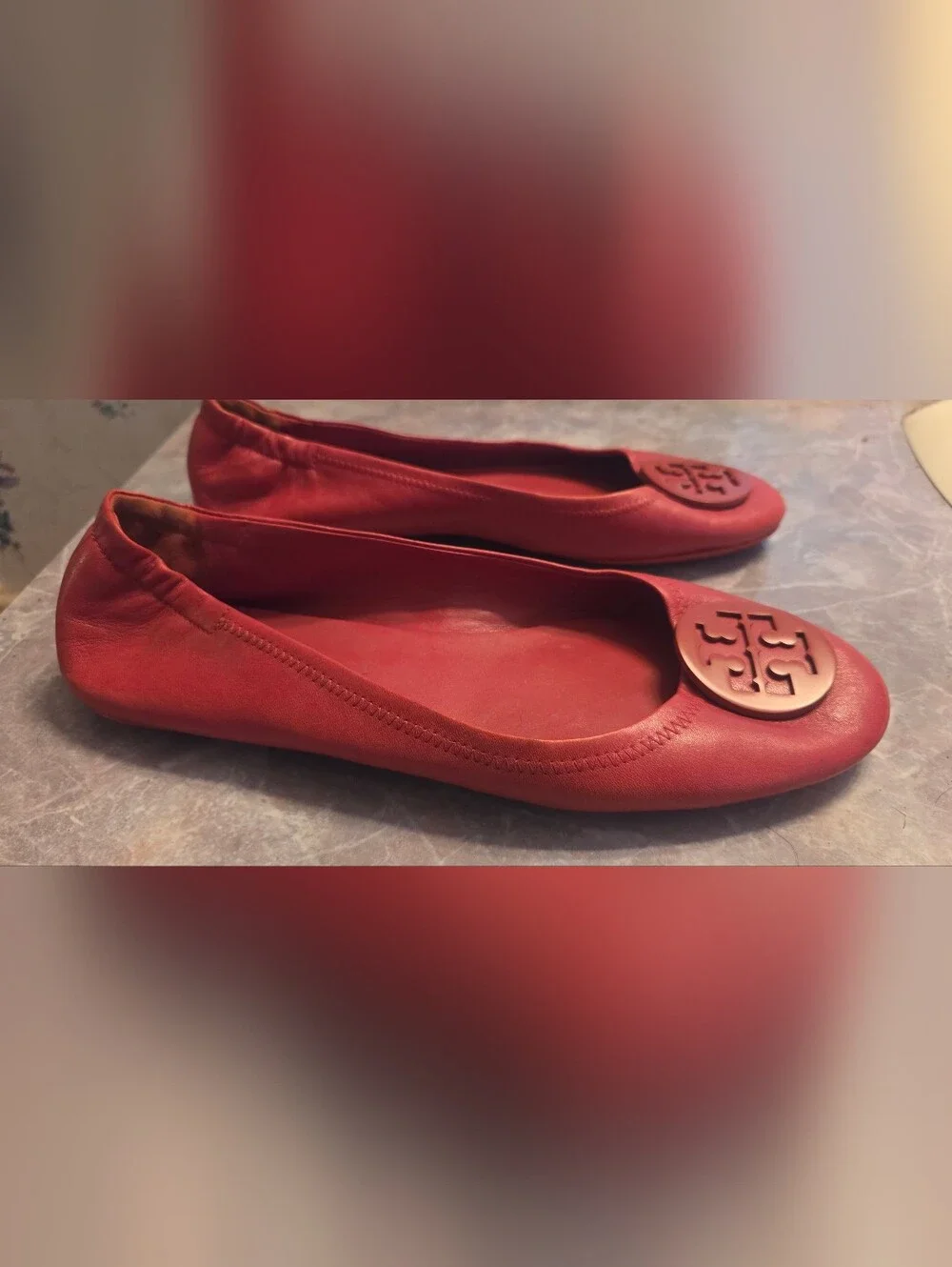 Tory Burch Red Logo Ballet Flats